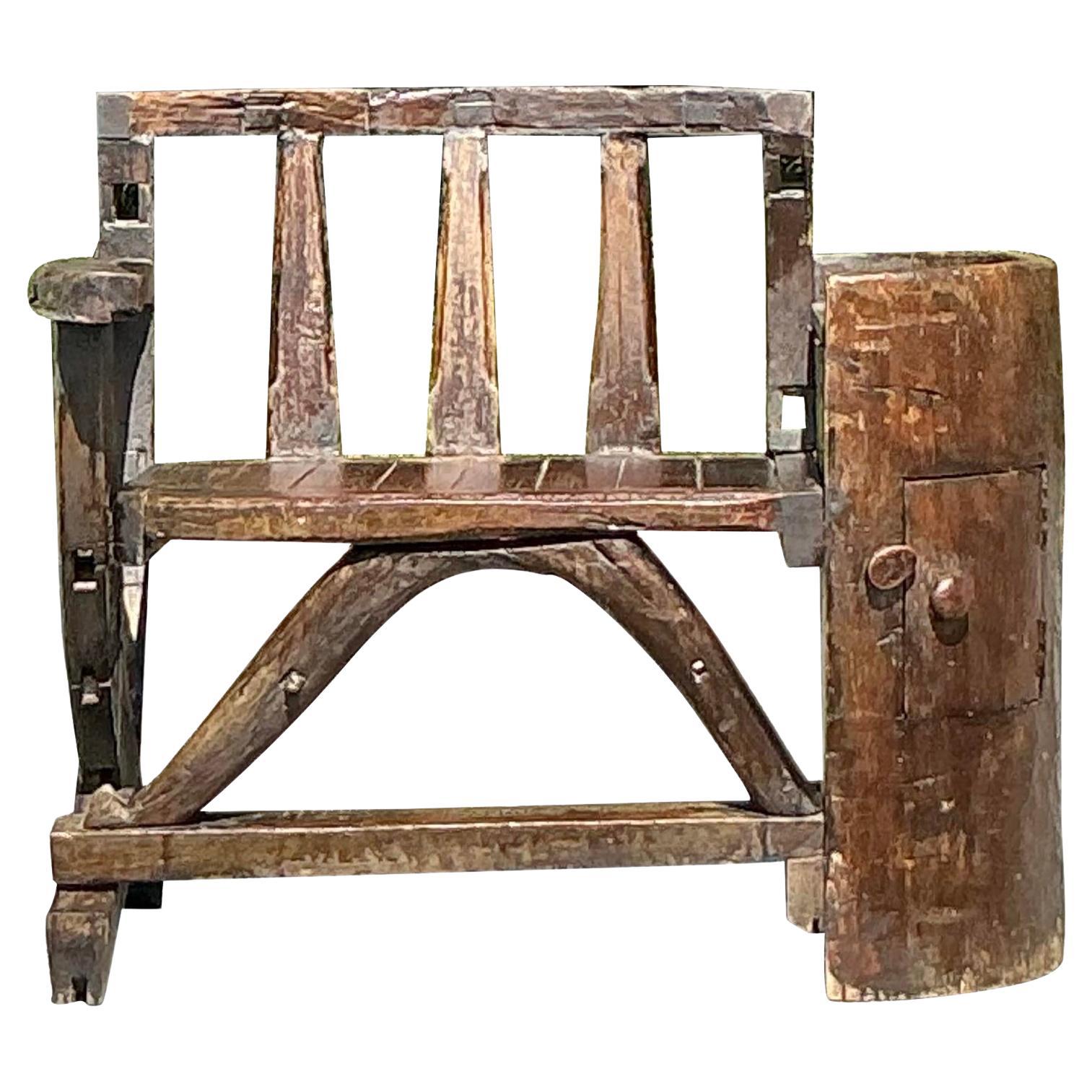 Vintage Boho Primitive Bench For Sale