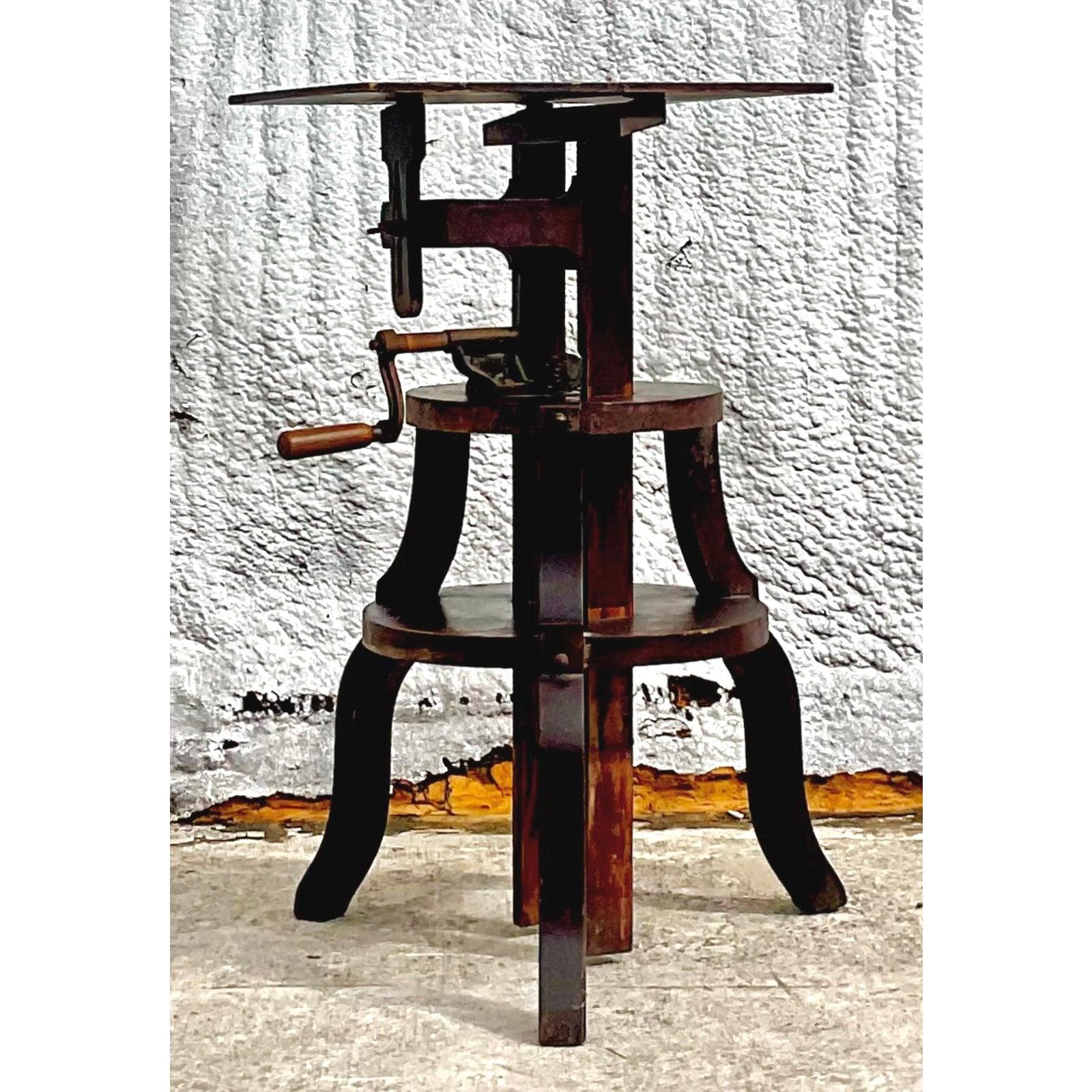 Vintage Boho Primitive Crank Pedestal For Sale 1