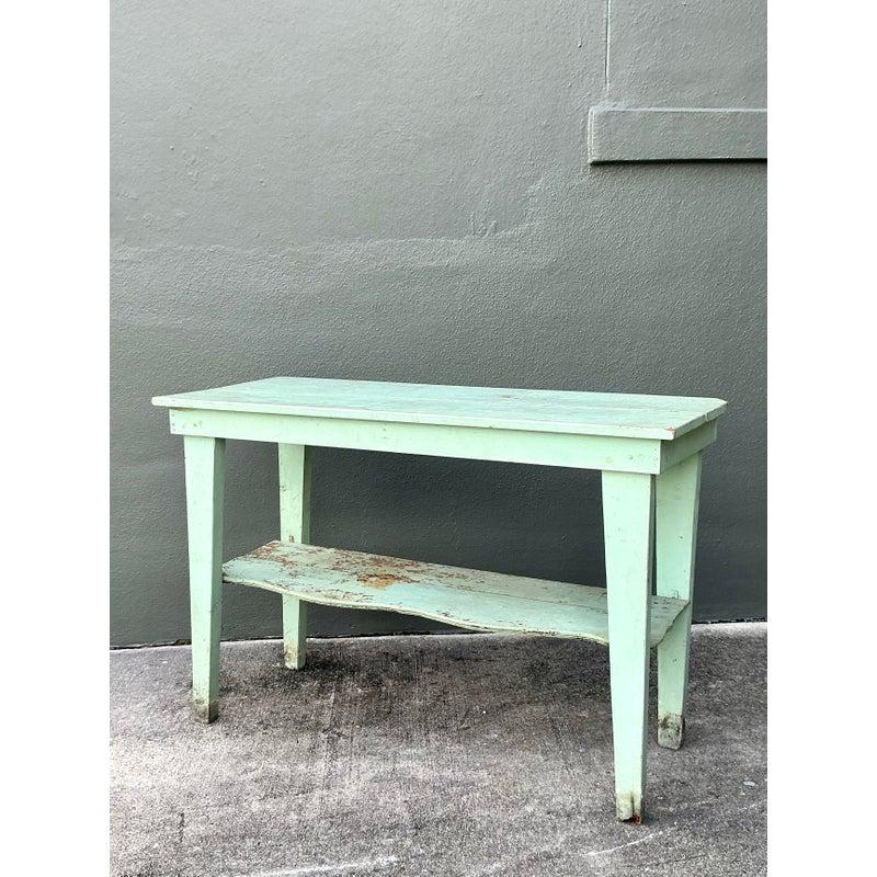 American Vintage Boho Primitive Distressed Console Table For Sale
