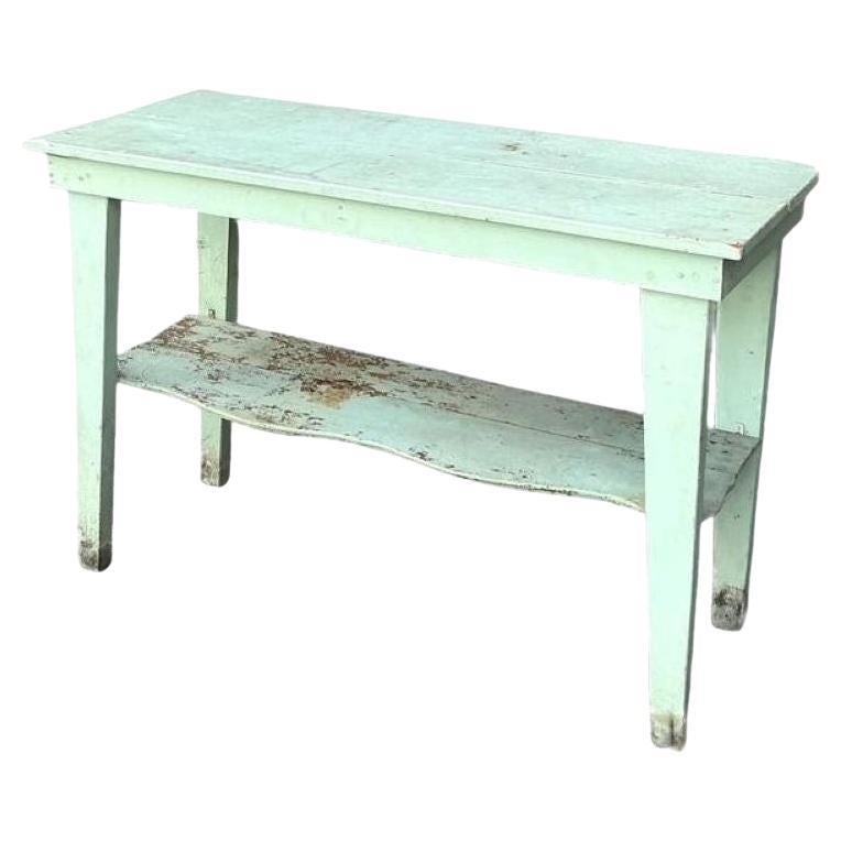 Vintage Boho Primitive Distressed Console Table For Sale