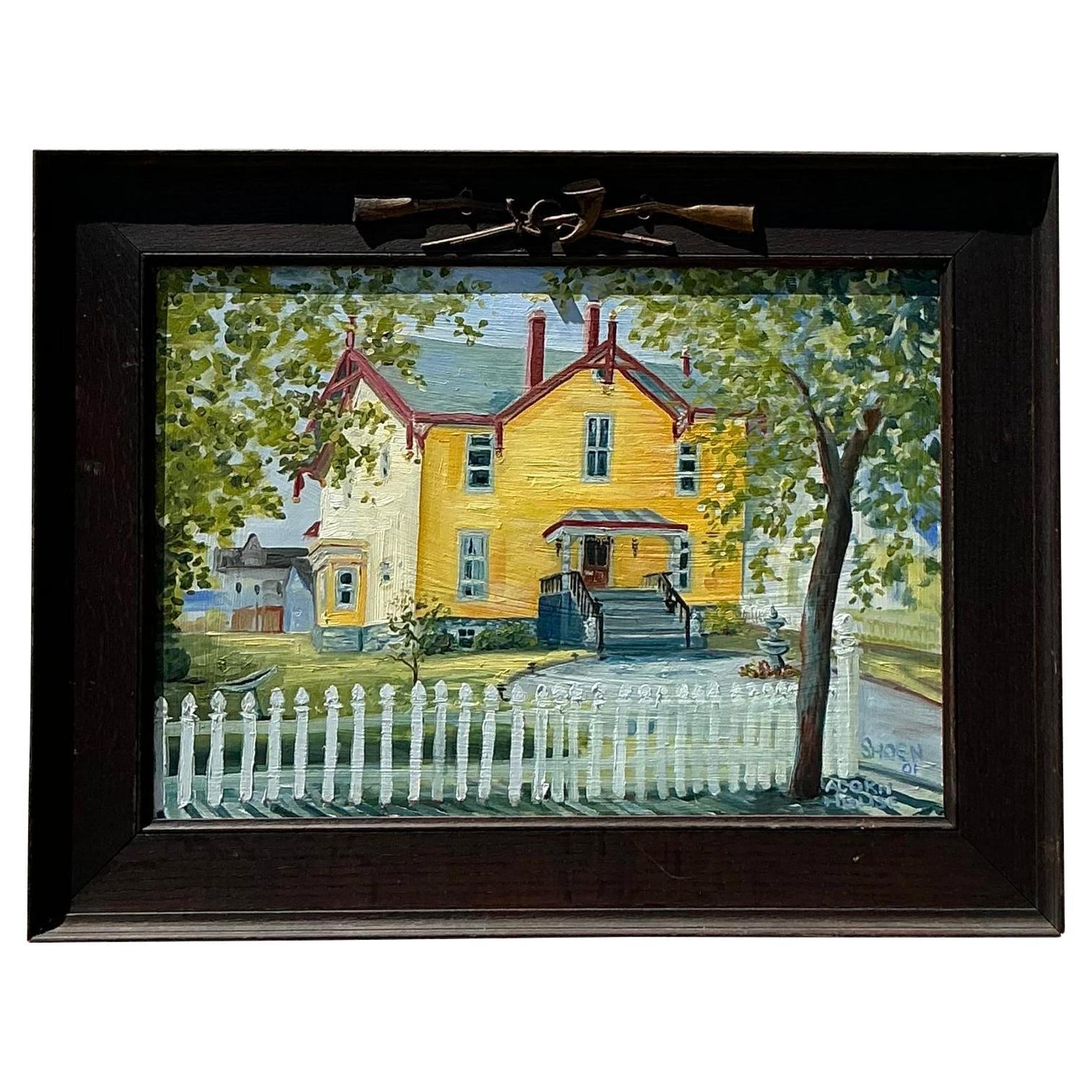 Vintage Boho Primitive Landscape Oil on Board