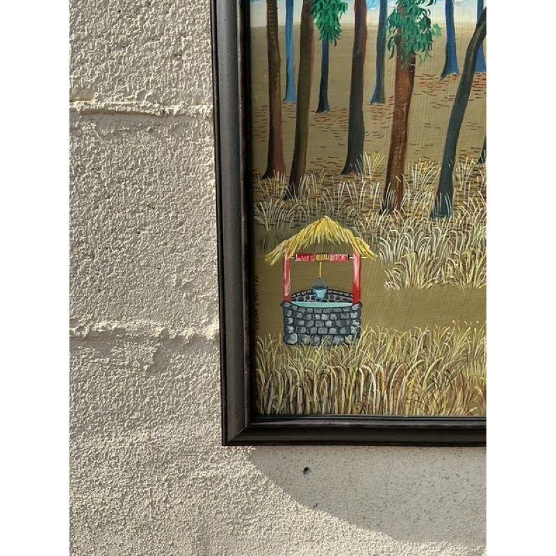 Primitives Landschaftsgemälde im Vintage-Stil von Boho (20. Jahrhundert) im Angebot