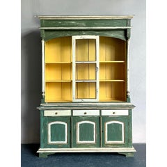 Vintage Boho Primitive Painted Hutch