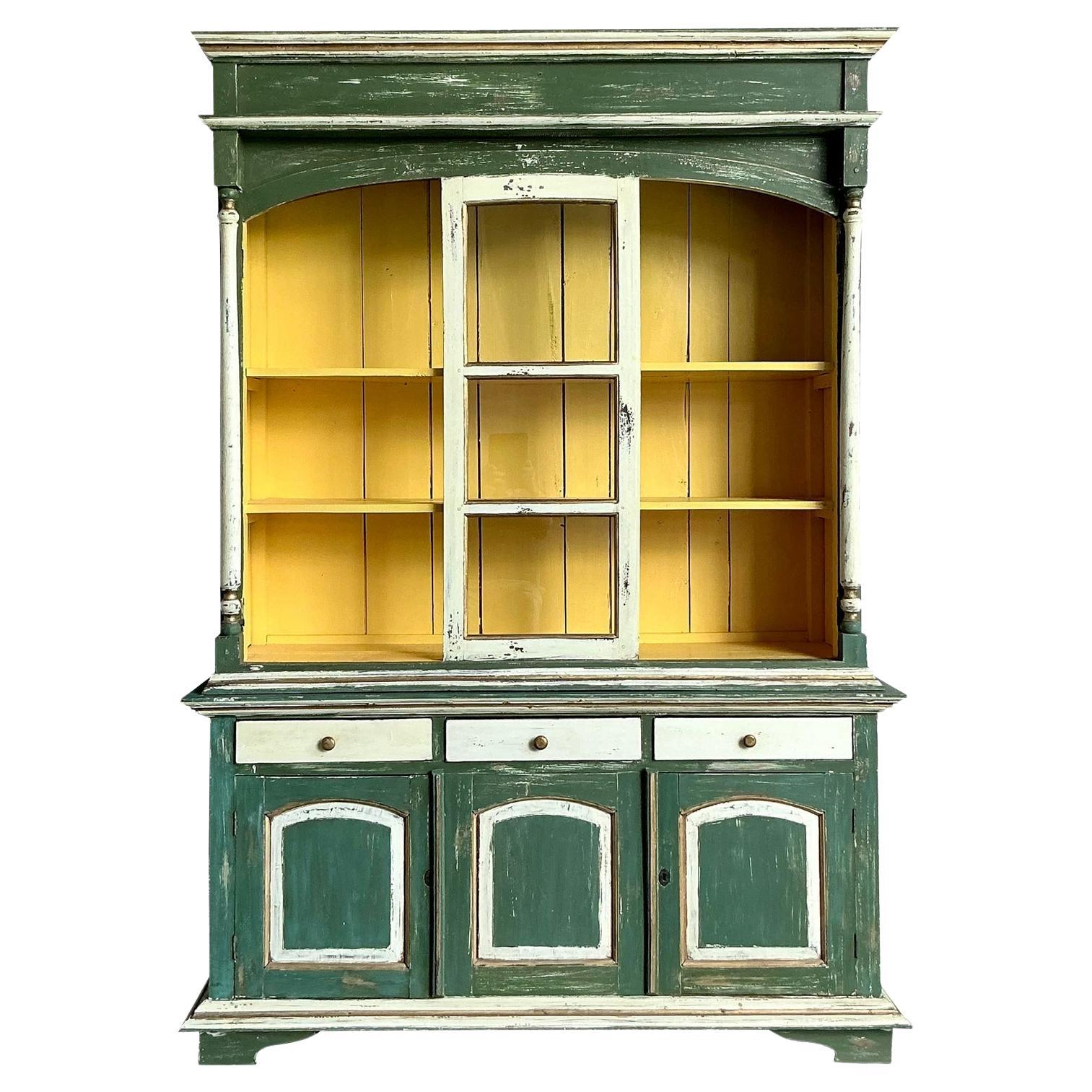 Vintage Boho Primitive Painted Hutch