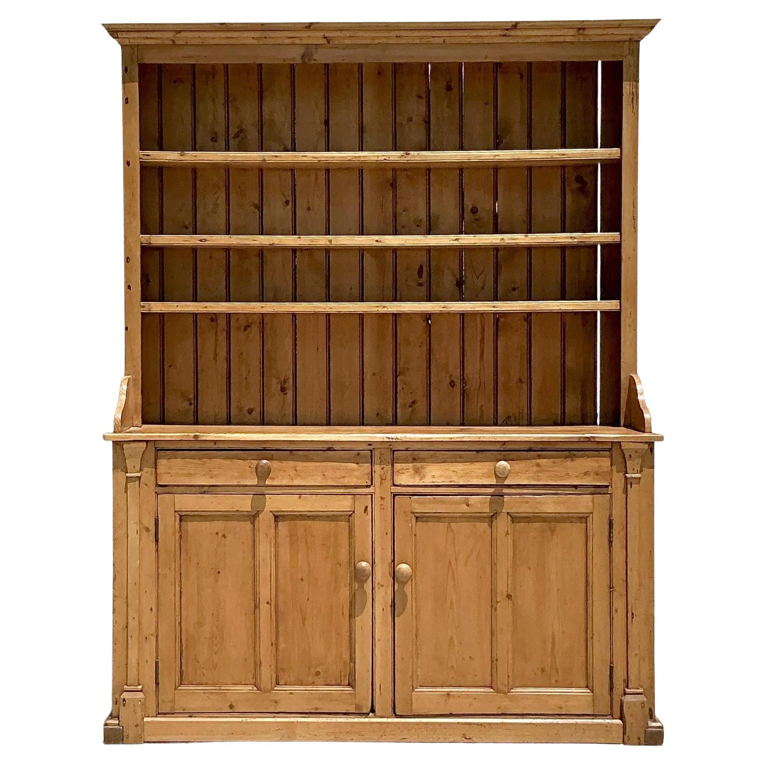Vintage Boho Primitive Pine Hutch