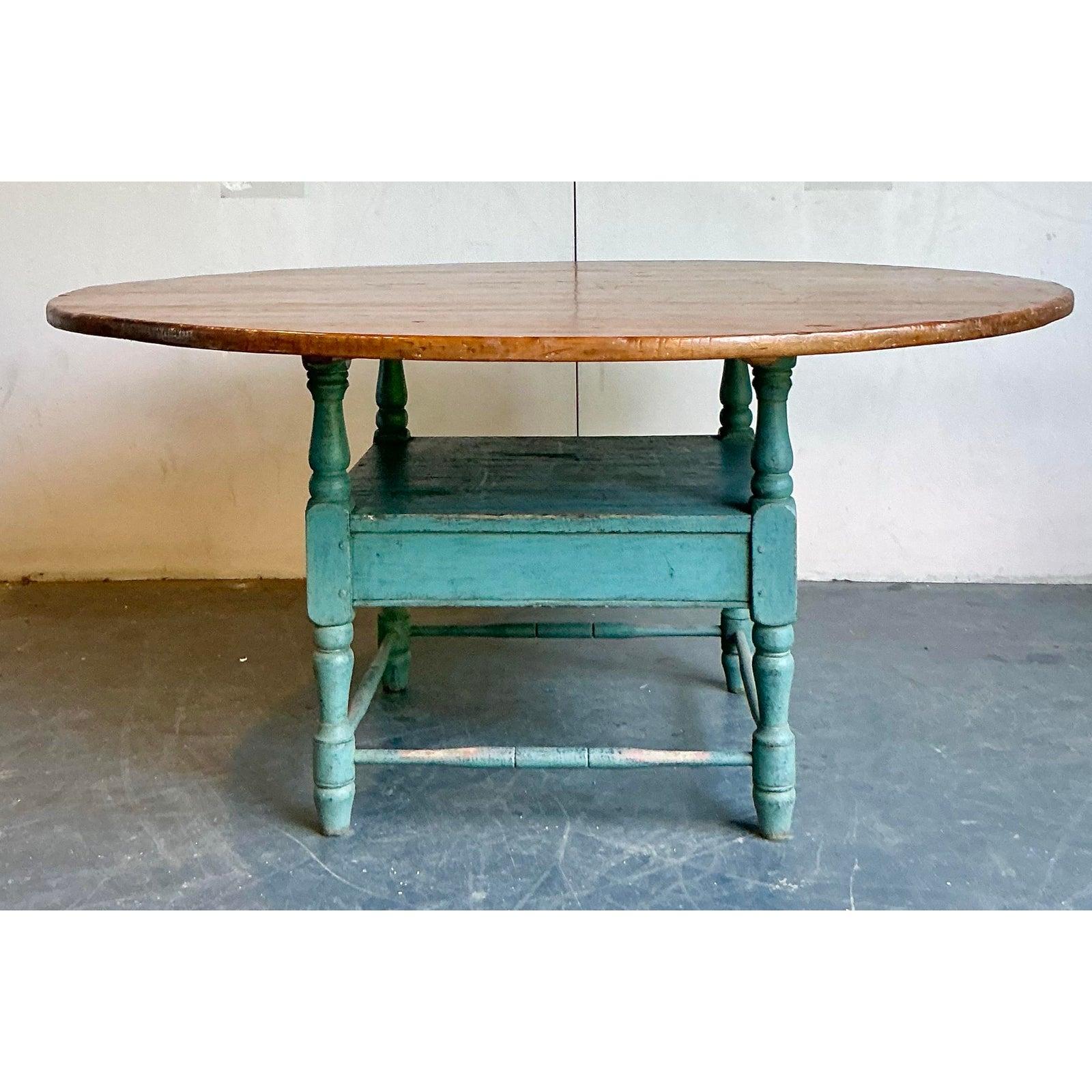 Wood Vintage Boho Primitive Plank Farm Dining Table For Sale