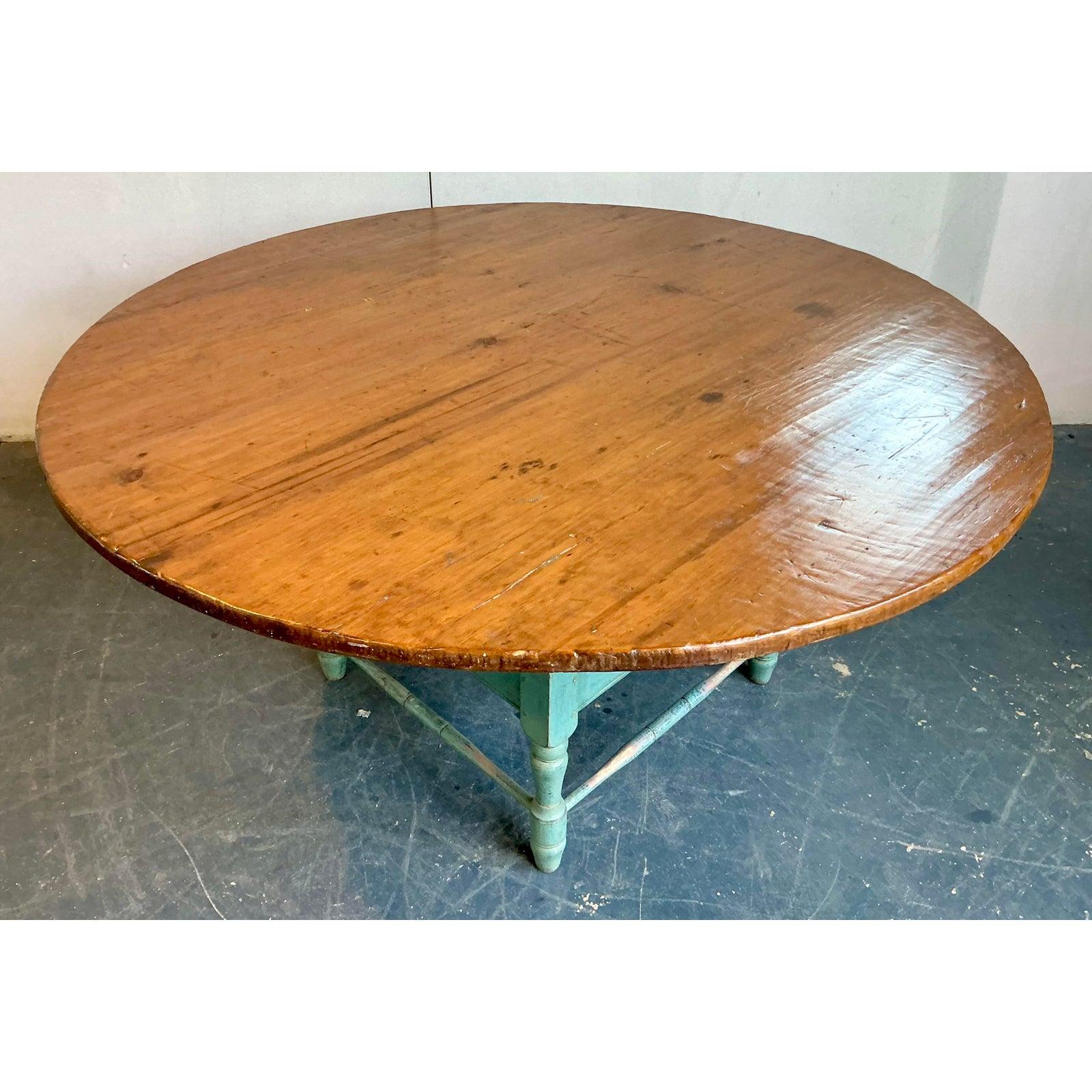 Vintage Boho Primitive Plank Farm Dining Table For Sale 1