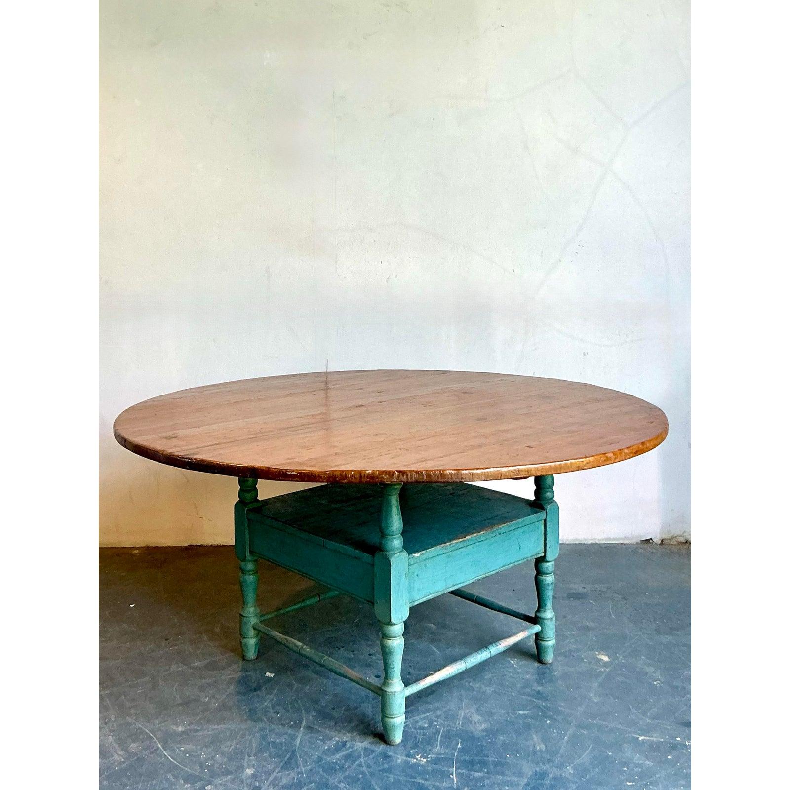 Vintage Boho Primitive Plank Farm Dining Table For Sale 3