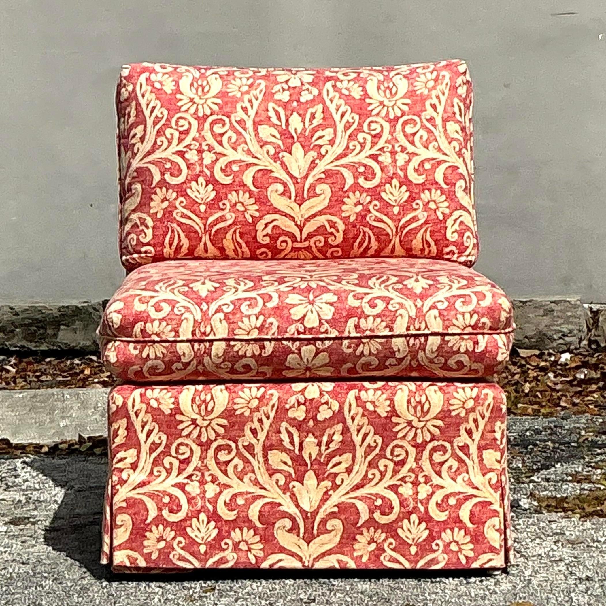 Chaise bohème vintage imprimée Fleur De Lys en vente 1