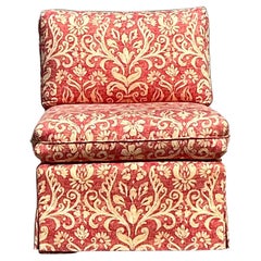 Vintage Boho Printed Fleur De Lys Slipper Chair