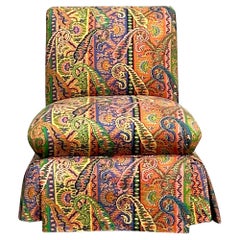 Vintage Boho Printed Paisley Slipper Chair