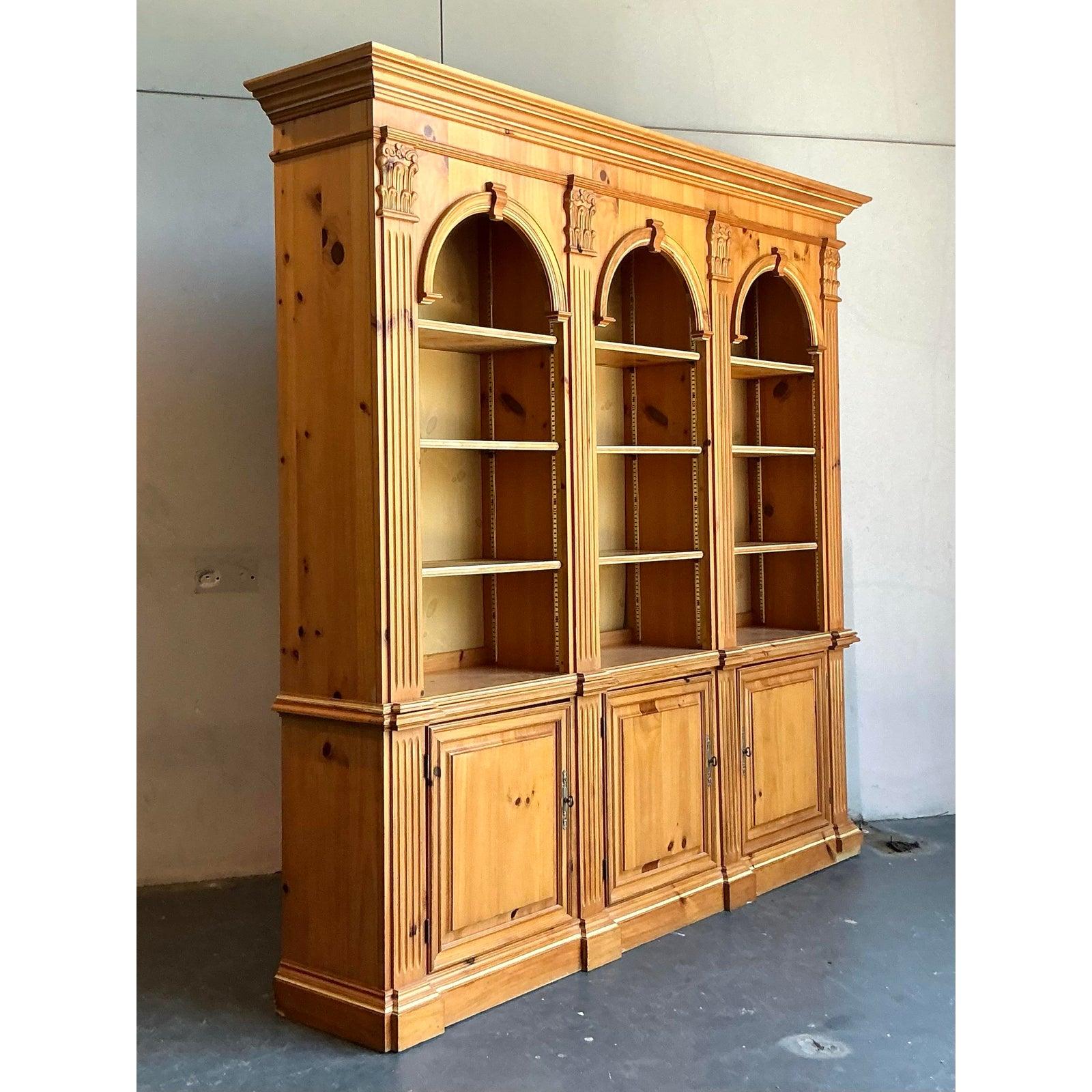American Vintage Boho Pulaski Fluted Column Bookcase For Sale