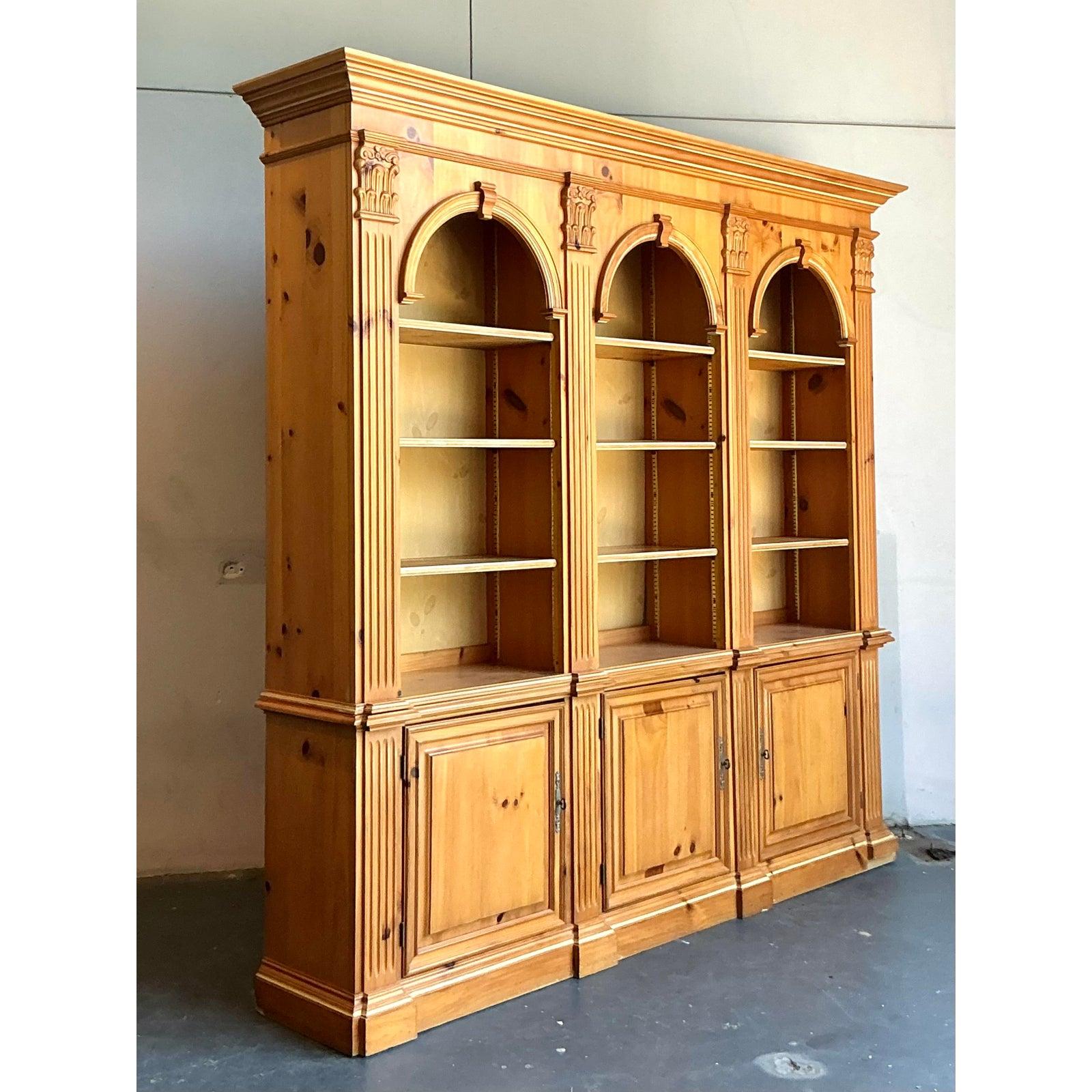 20th Century Vintage Boho Pulaski Fluted Column Bookcase For Sale