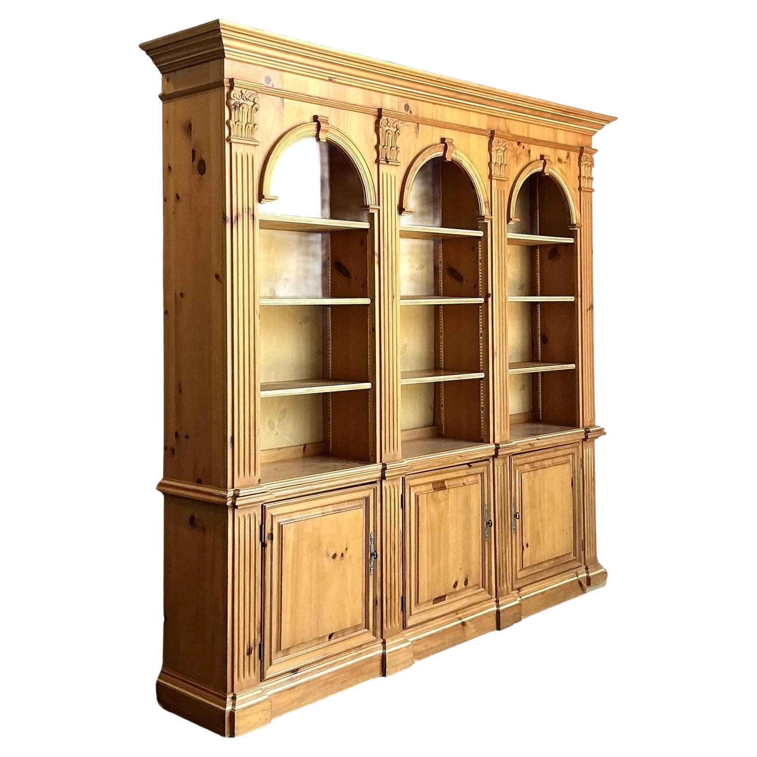 Vintage Boho Pulaski Fluted Column Bookcase For Sale
