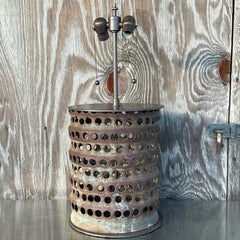 Vintage Boho Punch Cut Cylinder Lamp