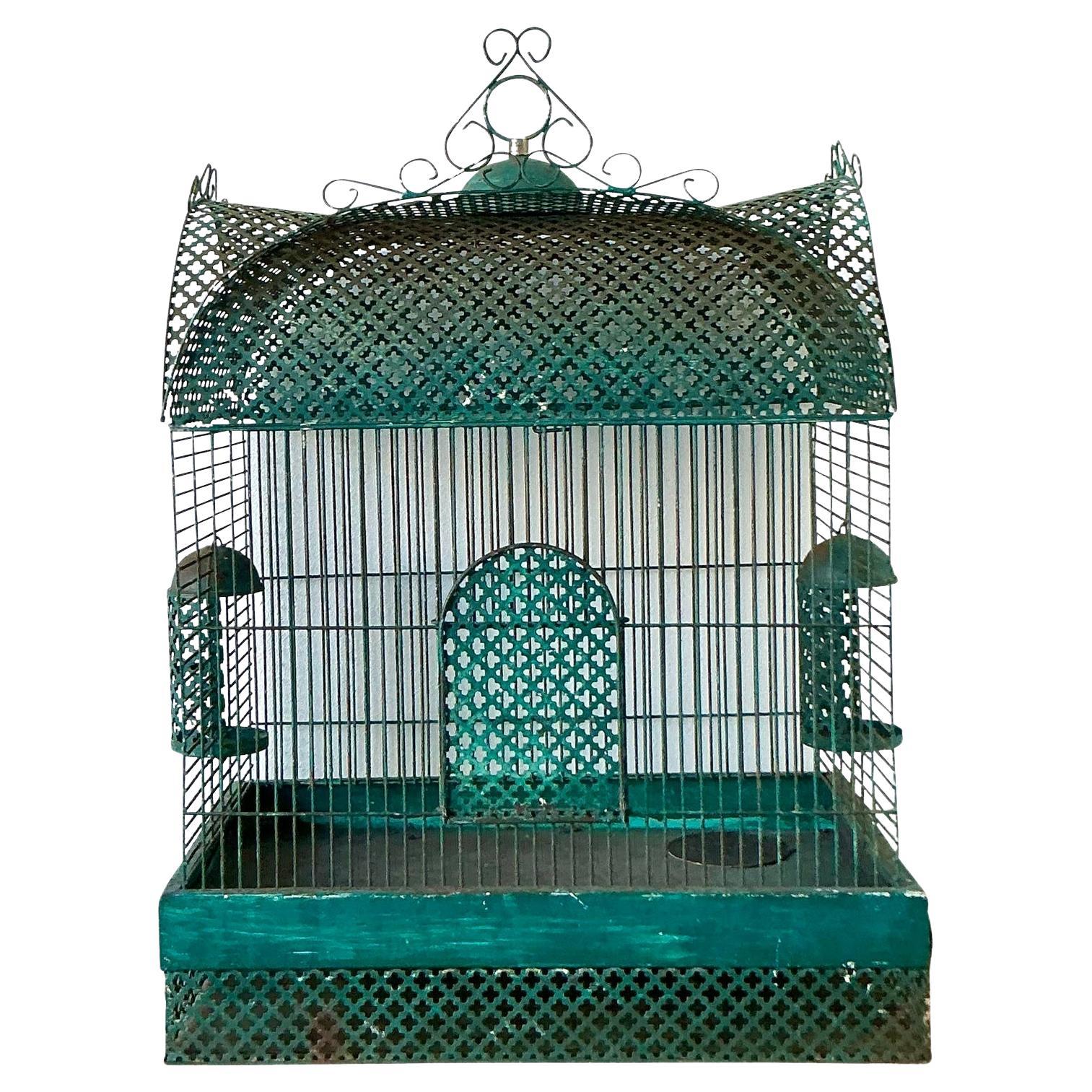 Gabbia per uccelli in metallo con taglio a punzone Vintage By