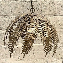 Vintage Boho Punch Cut Metal Fern Chandelier