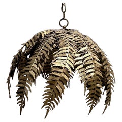 Vintage Boho Punch Cut Metal Fern Chandelier