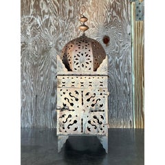 Vintage Boho Punch Cut Metal Lantern