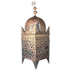 Vintage Boho Punch Cut Metal Lantern
