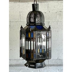 Vintage Boho Punch Cut Metal Moroccan Lantern