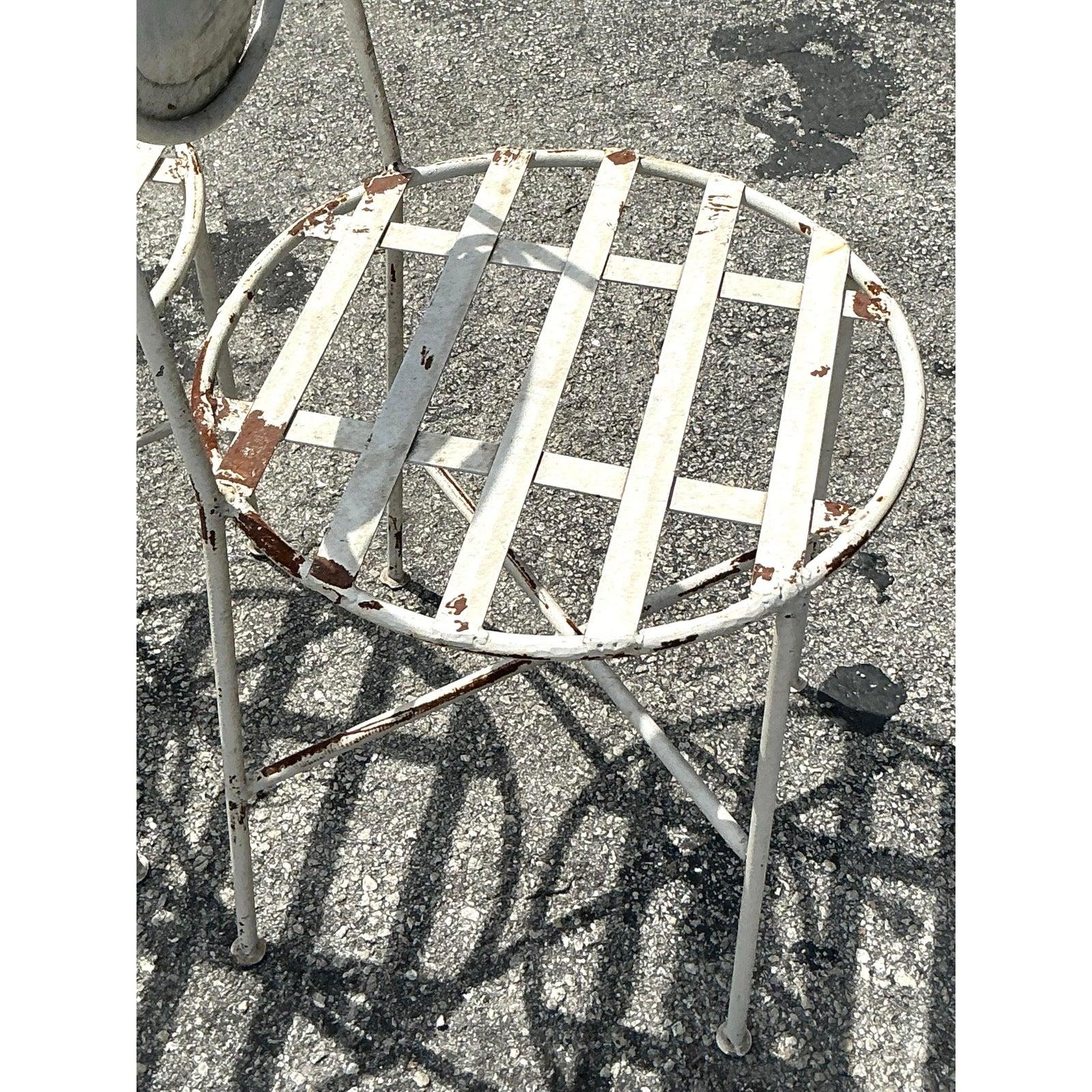 American Vintage Boho Punch Cut Metal Swan Dining Chairs - Set of 4