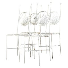 Vintage Boho Punch Cut Metal Swan Dining Chairs - Set of 4