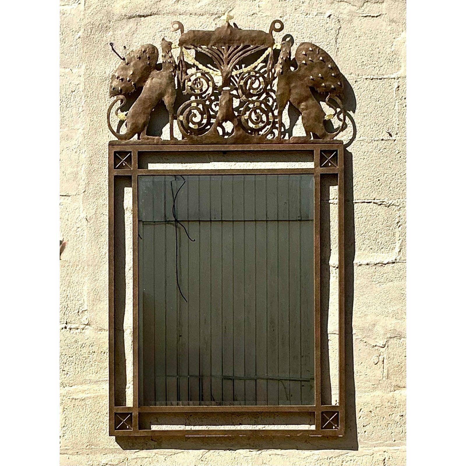 Metallo Specchio Boho Punch Cut Phoenix d'epoca in vendita
