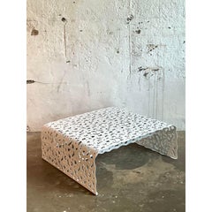 Vintage Boho Punch Cut “Topiary” Coffee Table After Richard Schultz