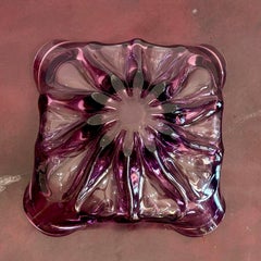 Vintage Boho Purple Art Glass Bowl After Murano