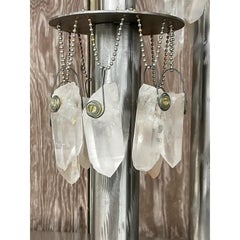 Vintage Boho Quartz Crystal Candelabras, a Pair