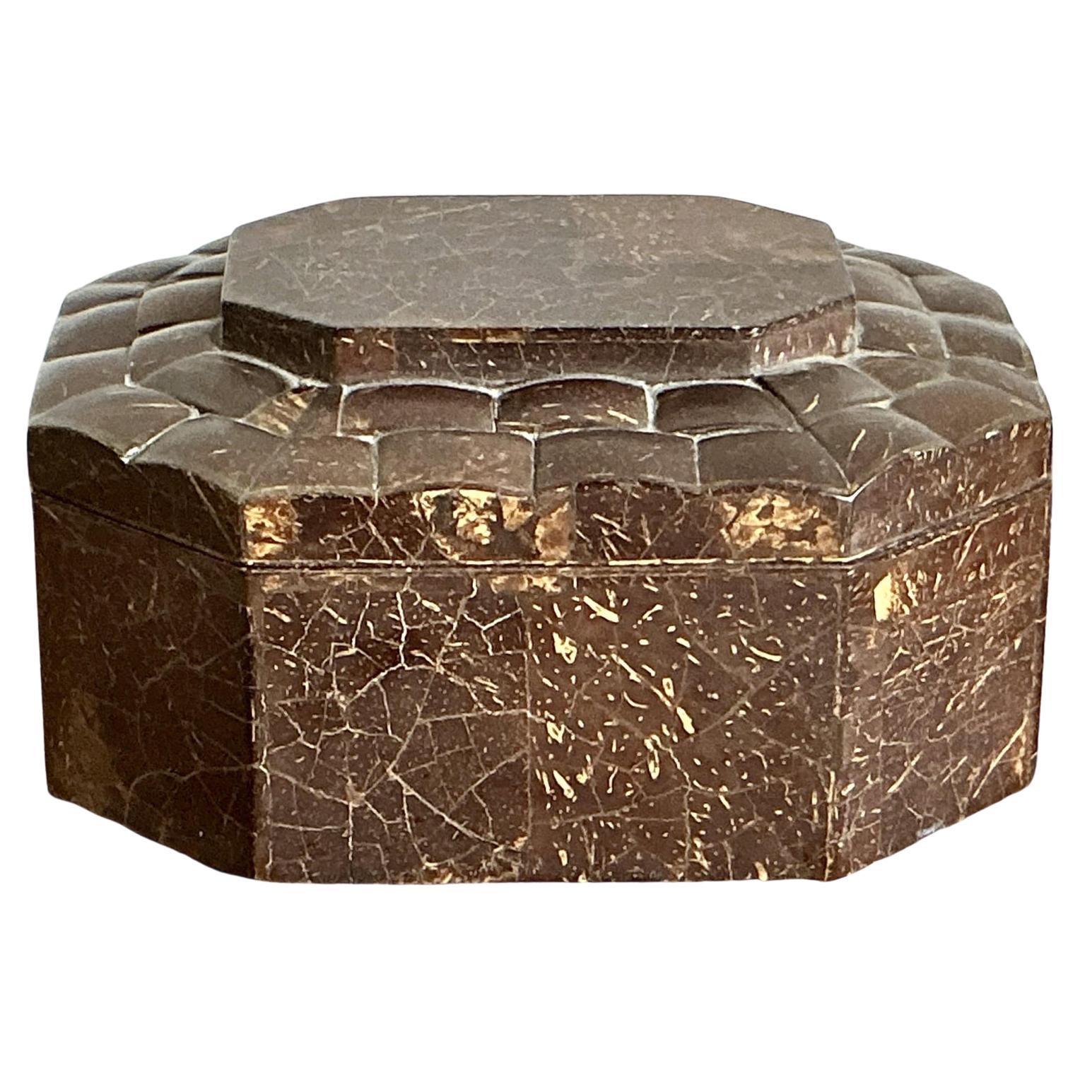 Vintage Boho Quilted Pen Shell Box