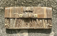 Vintage Boho R & Y Augousti Snake Skin Clutch Purse