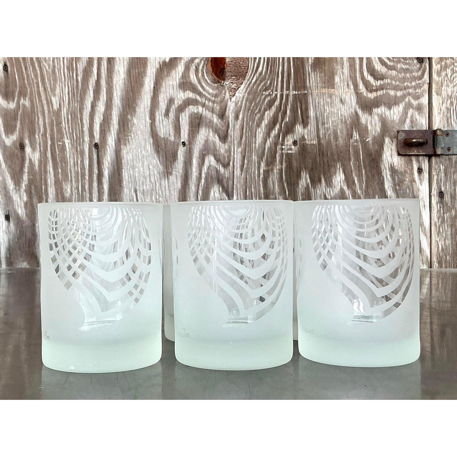 Vintage Boho Radiant Geometrische Becher - Satz von 6 (Moderne der Mitte des Jahrhunderts) im Angebot