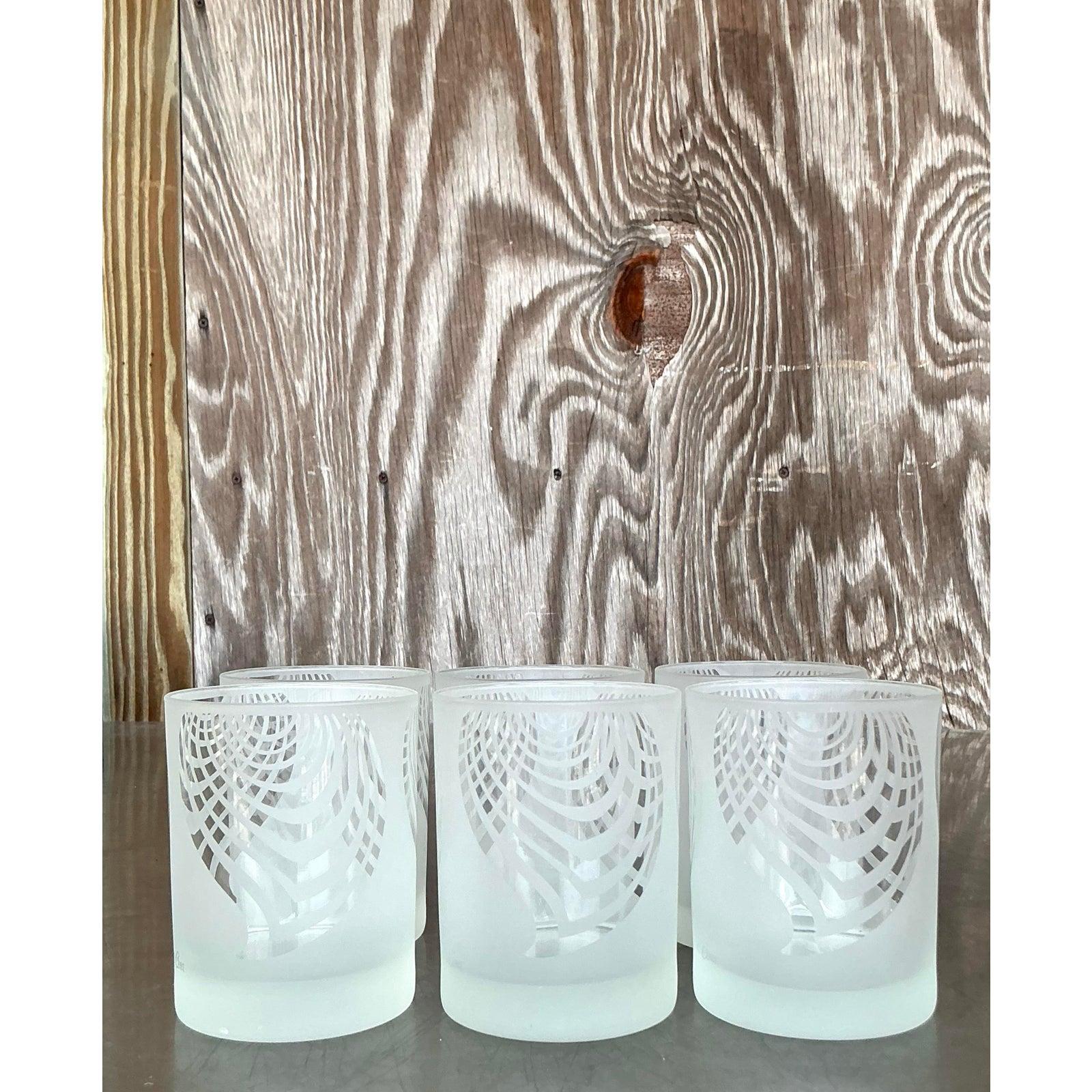 Vintage Boho Radiant Geometrische Becher - Satz von 6 (amerikanisch) im Angebot