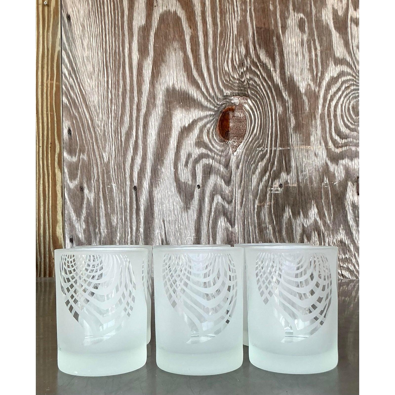 Vintage Boho Radiant Geometrische Becher - Satz von 6 (20. Jahrhundert) im Angebot