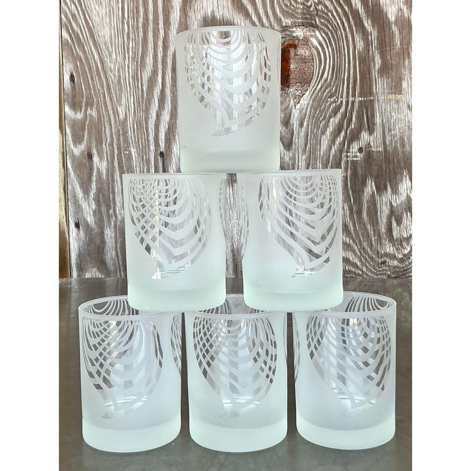 Vintage Boho Radiant Geometrische Becher - Satz von 6 im Angebot 2