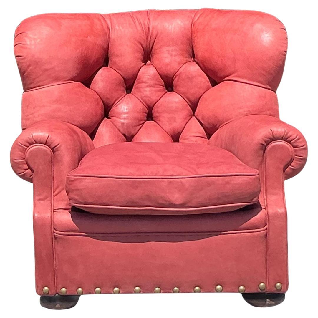 Vintage Boho Ralph Lauren Tufted Leather Armchair