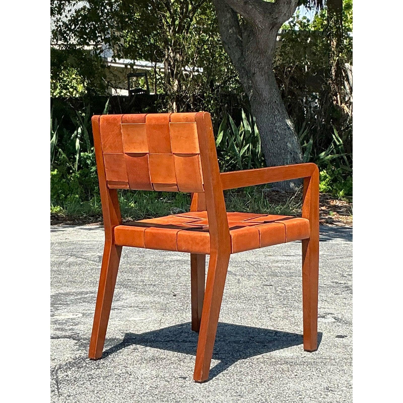 Vintage Boho Ralph Lauren Safari-Stuhl aus gewebtem Leder, Vintage im Zustand „Gut“ im Angebot in West Palm Beach, FL