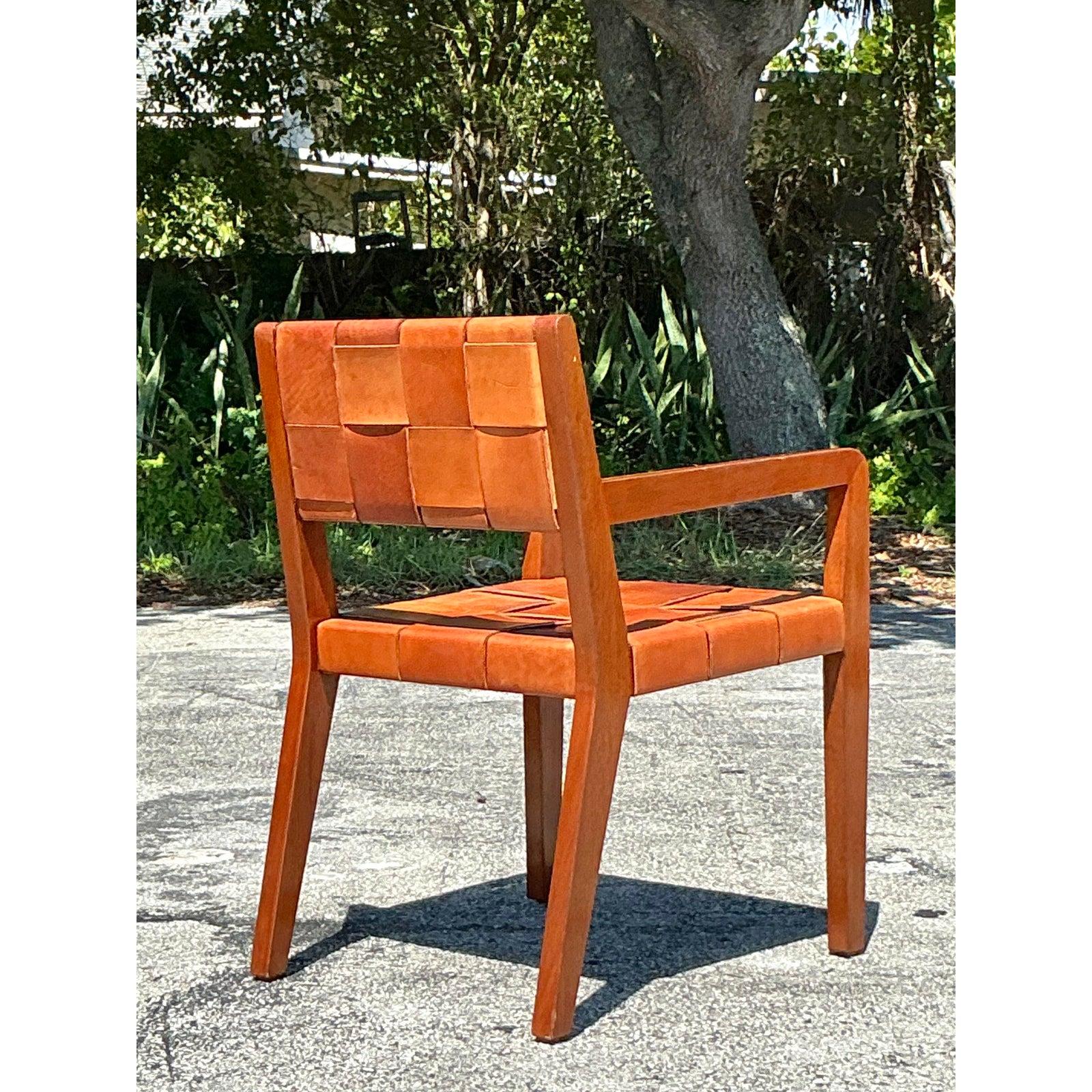 Vintage Boho Ralph Lauren Safari-Stuhl aus gewebtem Leder, Vintage (20. Jahrhundert) im Angebot