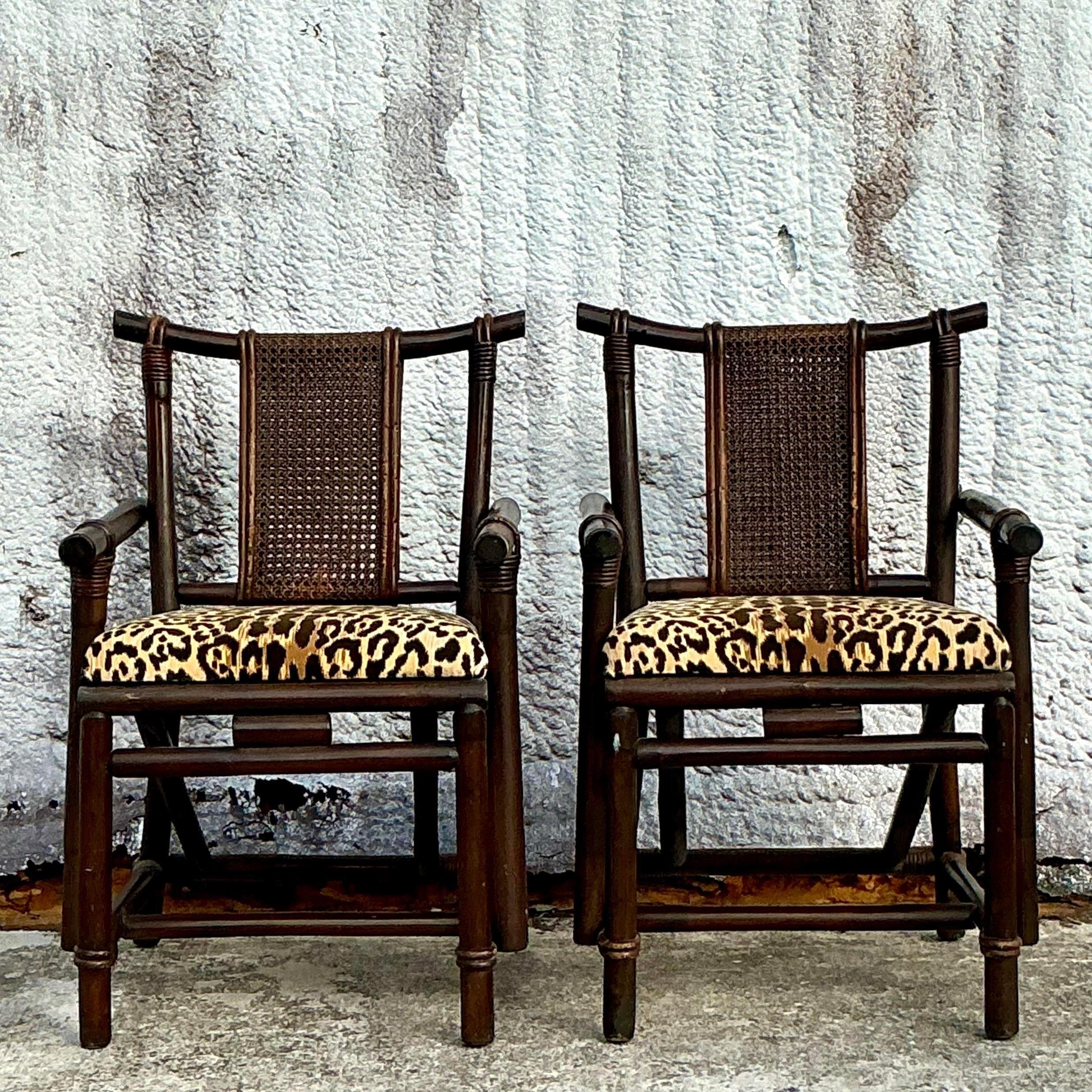 Sedie Boho in rattan e canna d'epoca di Ficks Reed - una coppia In condizioni buone in vendita a west palm beach, FL