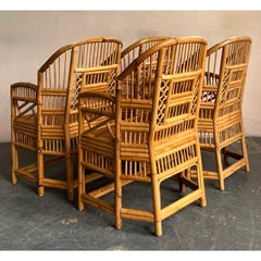Vintage Boho Rattan Brighton Pavillion Dining Chairs - Set of 4