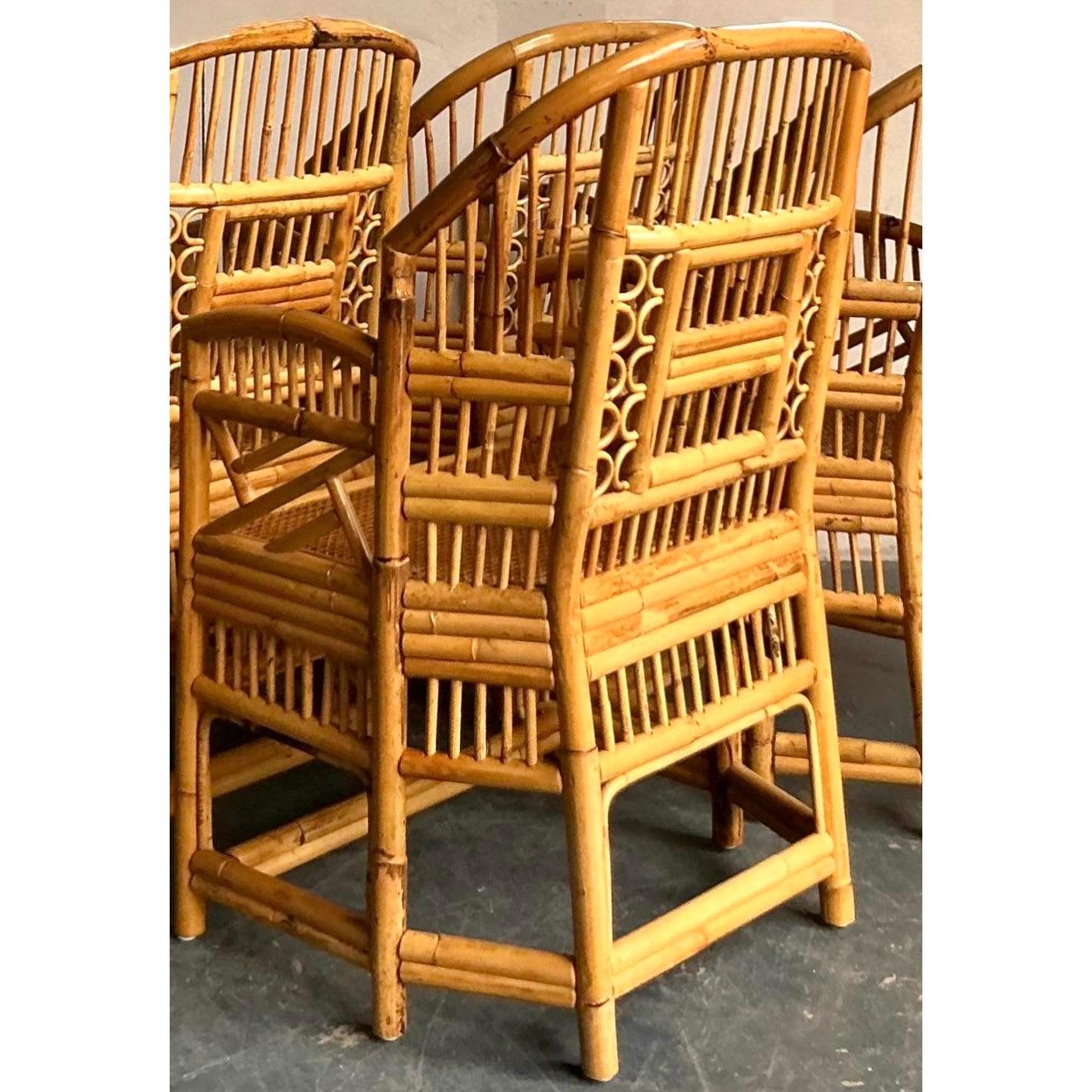 Vintage Boho Rattan Brighton Pavillion Esszimmerstühle - Satz von 4 im Angebot 2