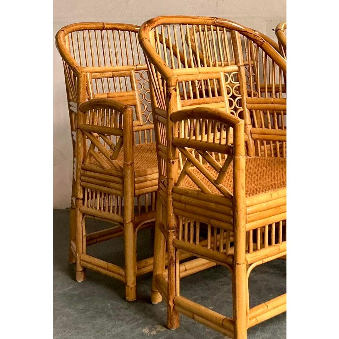 Vintage Boho Rattan Brighton Pavillion Esszimmerstühle - Satz von 4 im Angebot 3