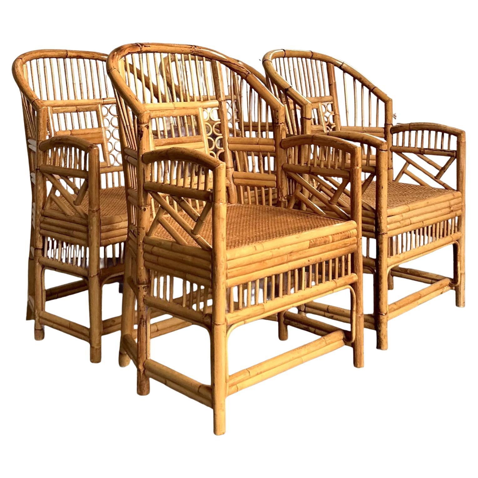 Sedie da pranzo in rattan vintage Brighton Pavillion - Set di 4
