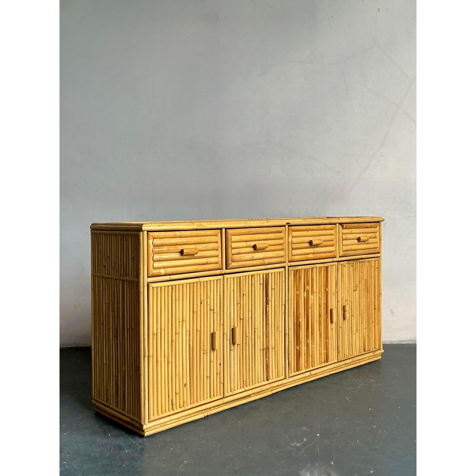 Credenza in rattan vintage Boho in vendita 4