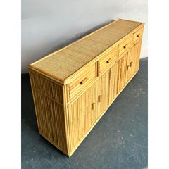 Vintage Boho Rattan Credenza