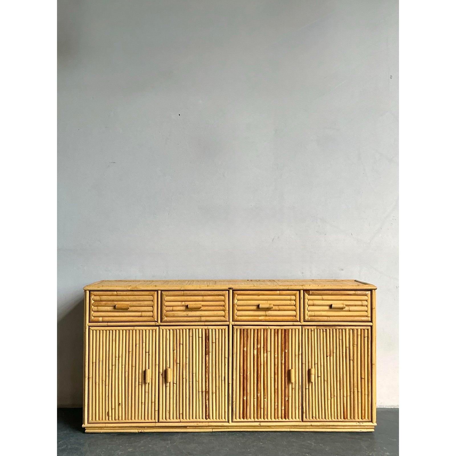 Americano Credenza in rattan vintage Boho in vendita