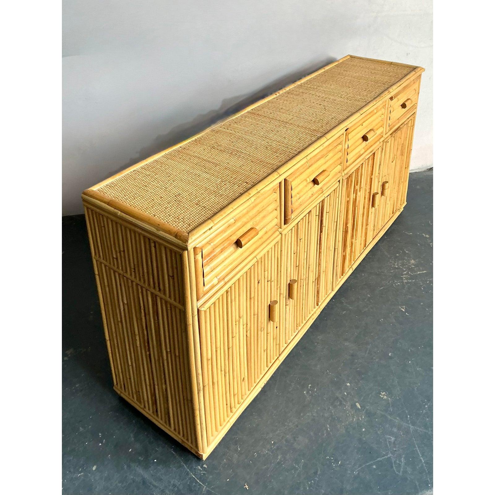Credenza in rattan vintage Boho in vendita 1