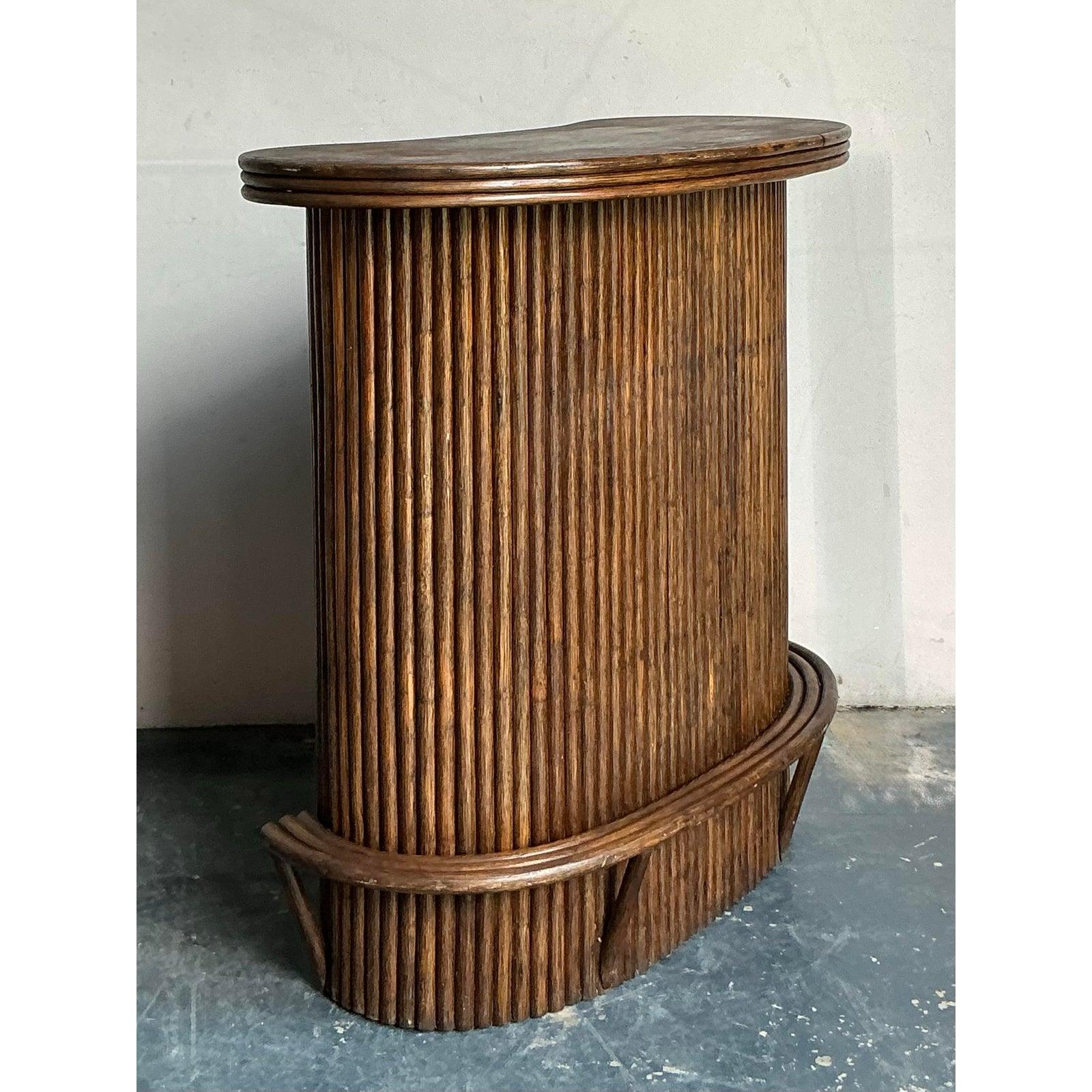 Space Age Vintage Boho Rattan Dry Bar For Sale